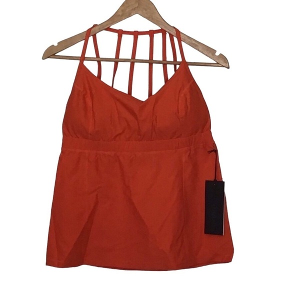 NWT Orange Strappy Open-Back Tank Top with Shelf Bra Women’s Gym S/M/L féminine - Picture 3 of 13
